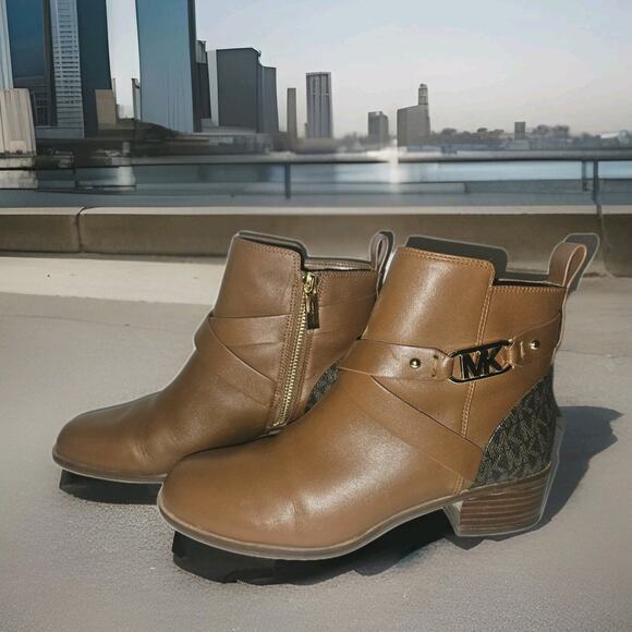 Michael Kors Kincaid Leather Ankle Boot 7M Tan Zipper - Picture 1 of 12
